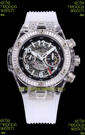 Hublot Big Bang Unico Plexiglass Casing 1:1 Mirror Edition Swiss Replica Watch White Strap