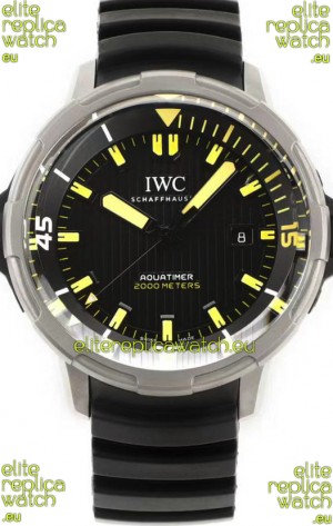 IWC Aquatimer IW358001 1:1 Titanium Mirror Swiss Replica Watch in Black Dial Rubber Strap